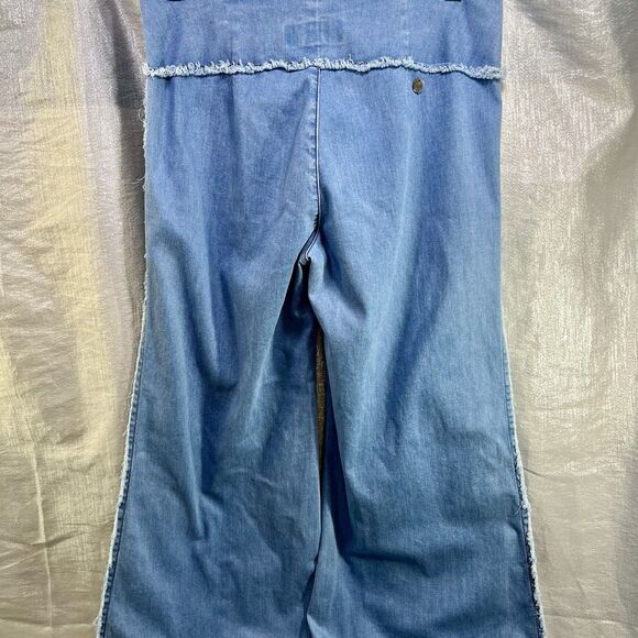 SHAFT Raw Edge Waist Belt With Zip Denim Flared Bell Bottom Italian Size US 6 - Picture 6 of 14